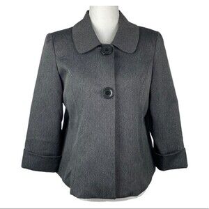 Giorgio Sant' Angelo Blazer Womens Size 6 Petite Gray Button Front 3/4 Sleeve